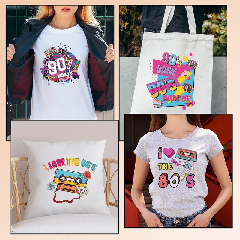 Shejdgart Dtf Transfers Ready to Press - 20 Pcs Back to 80s 90s Theme Iron on Patches for T-Shirts, Vintage Radio Heat Transfer Designs Vinyl Stickers, Iron on Decals for DIY Clothes Bag Fabric - Image 5